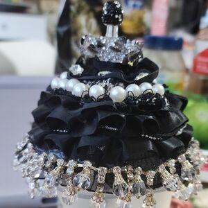 Elegant Black and Silver Decorative Dress Pen Handmade